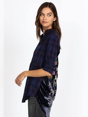 Johnny Was EMIKO VELVET BACK OVERSIZED SHIRT